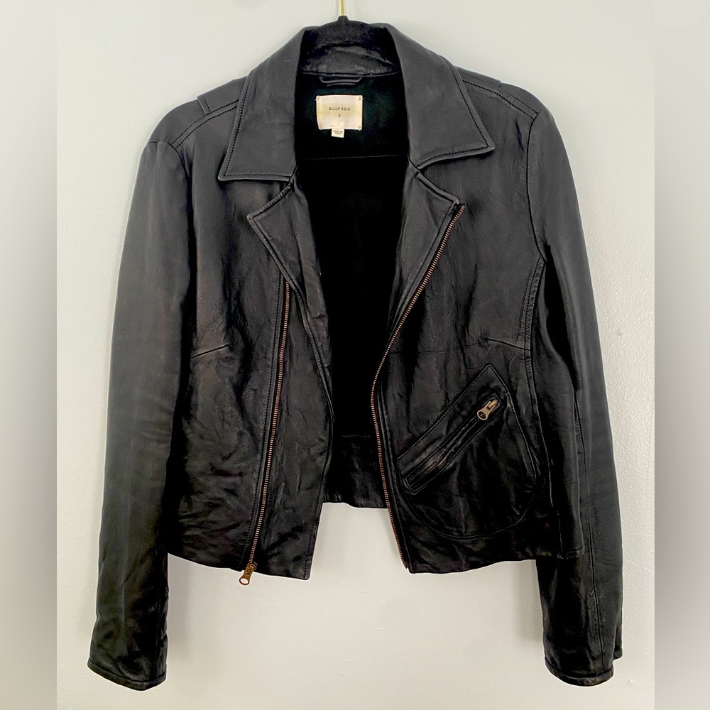 Billy Reid black leather moto jacket. Retails for $1,298. Pet and smoke free.
